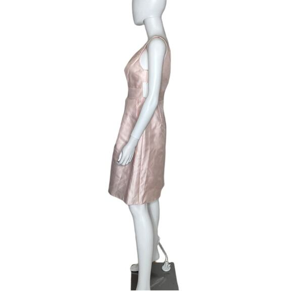 Alfred Sung Women’s V-Neck Pleated Skirt Cocktail Dress With Pockets Blush Sz 4 - Picture 3 of 8